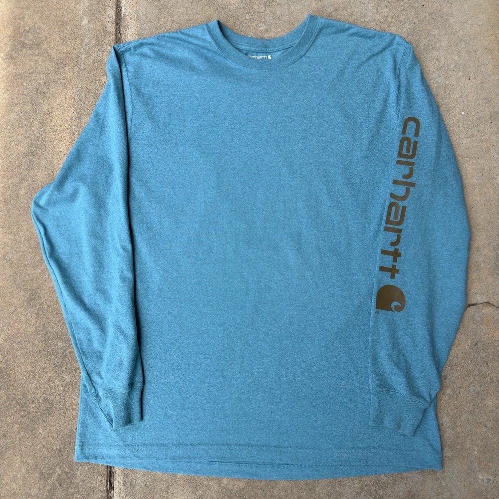 Carhartt Loose Fit Heavyweight Long Sleeve Logo Original Blue Men's Large